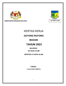 Kertas Kerja Gotong Royong Madani SK Shah Alam 2023