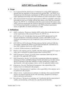 ASNT NDT Level II Certification Program Requirements