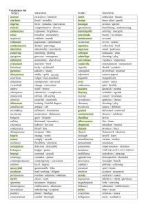 Vocabulary list - June - August