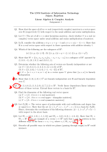 Linear Algebra and Complex Analysis Assignment LNMIIT