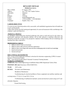 Benjamin Mensah Auto Electrician Resume