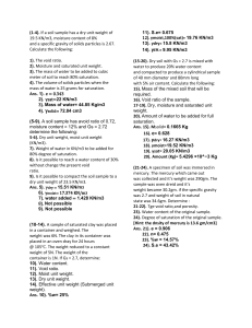 Soil Mechanics Problem Set: Unit Weight, Void Ratio, Saturation