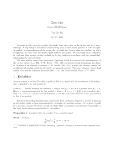 Geodesics Lecture Notes