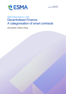 ESMA Working Paper Decentralised Finance - A Categorisation of smart contracts