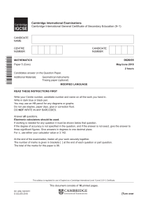 Cambridge IGCSE Mathematics Exam Paper (Core)