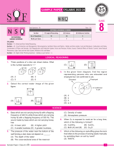 Class 8 NSO Sample Paper: Logical Reasoning & Science