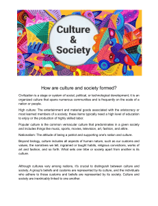 Culture and Society Formation: An Overview