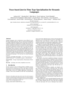 Trace-based Just-in-Time Type Specialization for Dynamic Languages