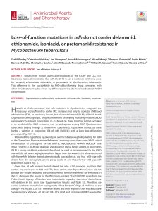 ndh Mutations & Drug Resistance in Mycobacterium Tuberculosis