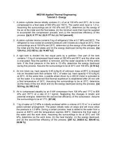 Exergy Tutorial: Applied Thermal Engineering Problems