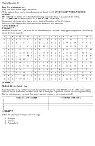 Physical Education Worksheet