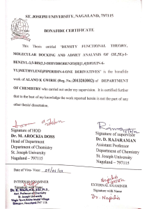 Bonafide Certificate: Density Functional Theory Thesis
