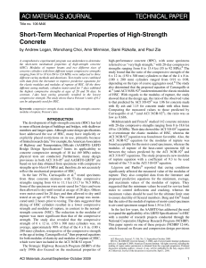 High-Strength Concrete Short-Term Mechanical Properties