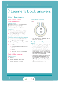 Science 8 Respiration Teacher's Resource