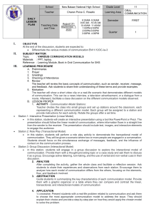 Oral Communication Lesson Plan: Communication Models