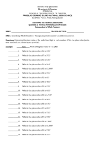 National Mathematics Program Worksheet Week 2