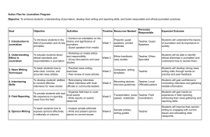 Journalism Program Action Plan