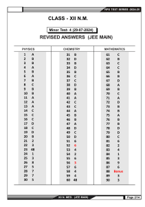 XII N.M. JEE MAIN MINOR TEST - 4