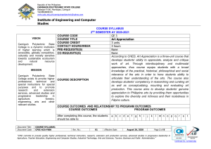 Art Appreciation Course Syllabus, Camiguin Polytechnic State College