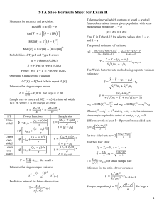 FormulaSheet for Nonparameter