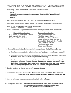 Five Themes of Geography Worksheet