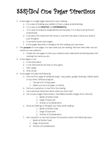 One-Pager Assignment Directions