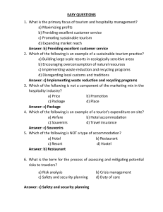 Tourism & Hospitality Management Test