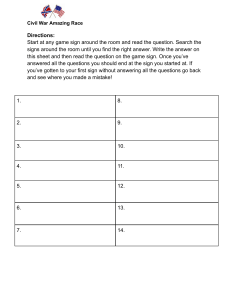 Civil War Amazing Race Worksheet