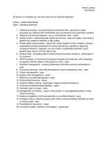 Industrial Engineering Value Areas: Capex & Opex List