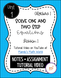 Solve One & Two Step Equations Worksheet