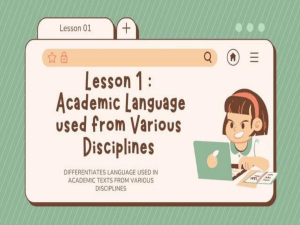 EAPP LO1- ACADEMIC LANGUAGE USED