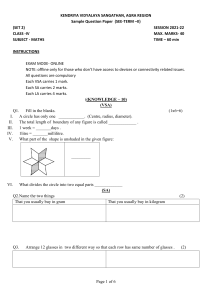 KV Class 4 Annual Exam Model Question Paper MATHS 1