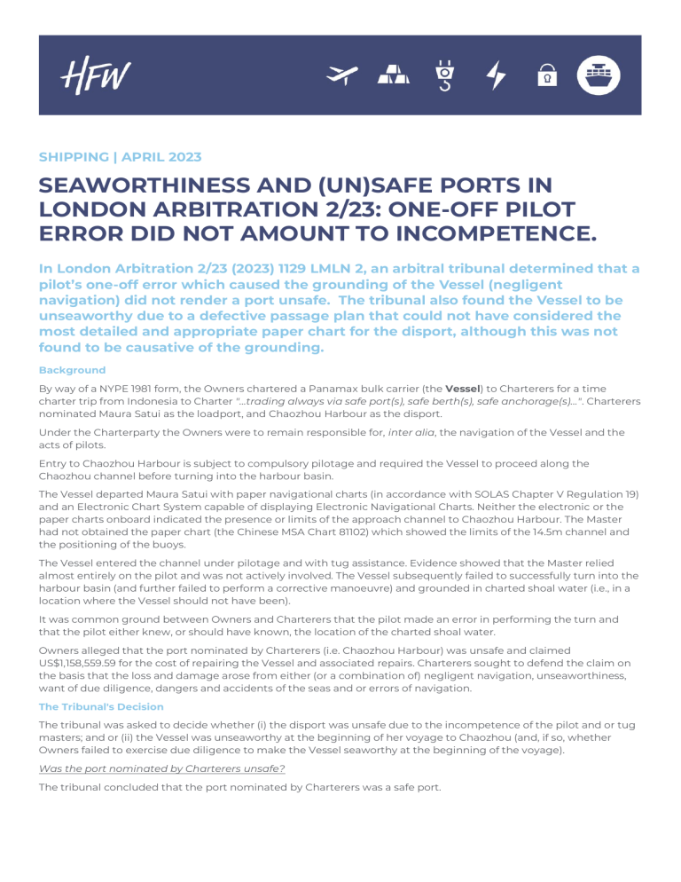 004897-HFW-Seaworthiness-and-unsafe-ports-in-London-Arbitration-Apr-2023