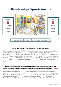 Wechselpräpositionen Übung: Möbel im Raum