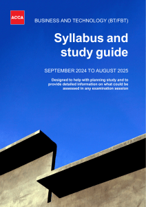 ACCA Business & Technology Syllabus & Study Guide 2024-2025