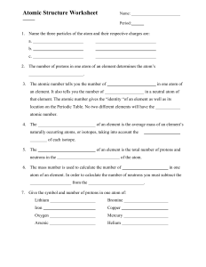 Atomic Structure Worksheet: Particles, Numbers, Isotopes