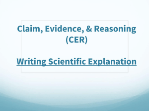 Claim, Evidence, Reasoning (CER) Presentation