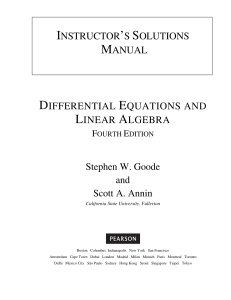 Differential Equations and Linear Algebra Fourth Edition INSTRUCTORS SOLUTIONS MANUAL