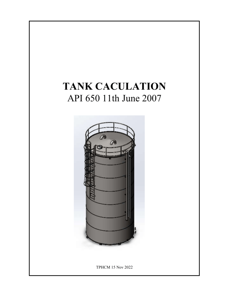 Tank Calculation API 650 Design Thickness Analysis