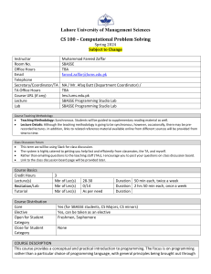 CS 100 – Computational Problem Solving - Dr. Muhamamd Fareed Zaffar