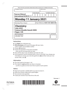 International GCSE Chemistry Exam Paper 4CH1/1CR