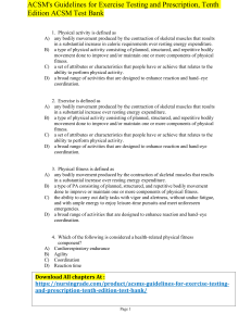 ACSM Exercise Testing Test Bank