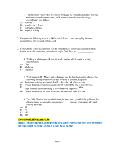 ACSM's Resources for the Exercise Physiologist A Practical Guide for the Health Fitness Professional Second Edition Test Bank