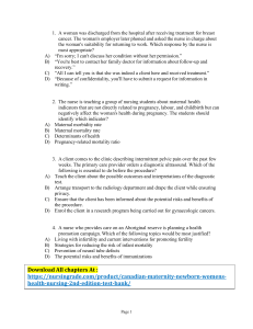 Canadian Maternity, Newborn & Women's Health Nursing Comprehensive Care Across the Life Span, Second Edition Robin J Evans Test Bank