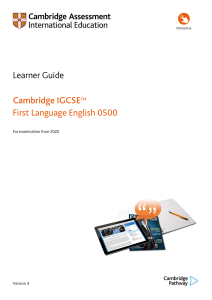 Cambridge IGCSE First Language English Learner Guide