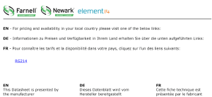 Datasheet - Antenna Cable (RG214) - Farnell 2921246