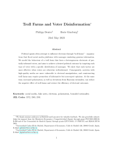 Troll Farms & Voter Disinformation: Research Paper