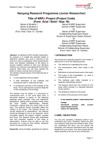 Research Paper Template for Nanyang Research Programme