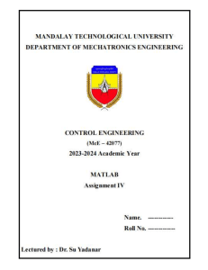 Matlab Assignment-IV