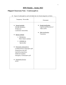 Contraceptives: Flipped Classroom Note